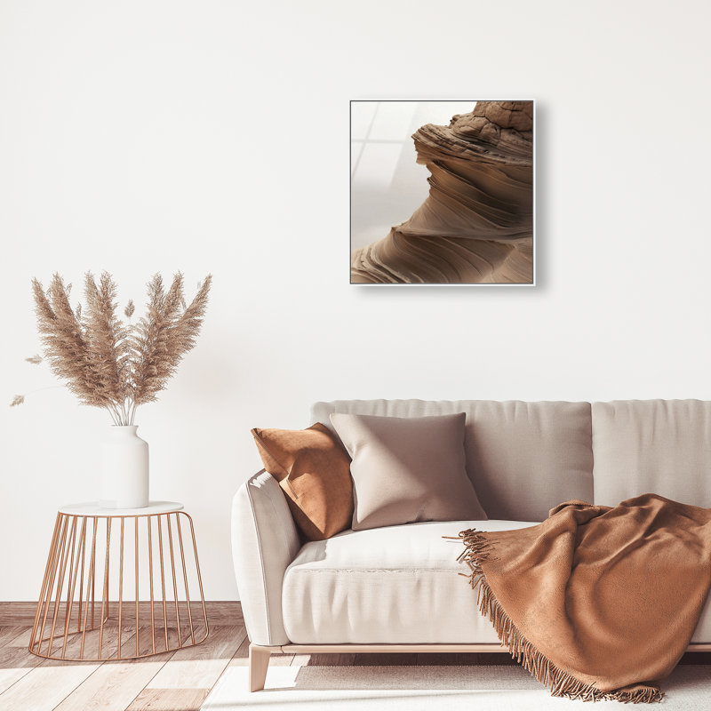 Stoic Sandstone I High-Gloss Frameless Acrylic Glass Wall Art Abstract Print by Oliver Gal, Ready to Hang, 12 x 12