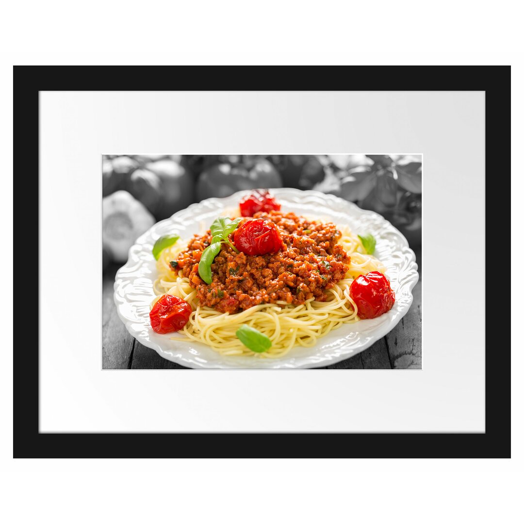 Gerahmtes Poster Spaghetti Bolognese auf dem Teller