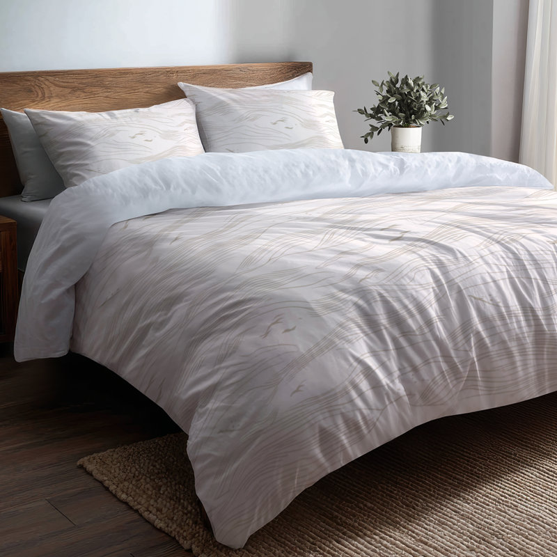 Ensemble d'édredon abstrait de 6 lignes beige minimaliste avec taies décoratives et coussins décoratifs
