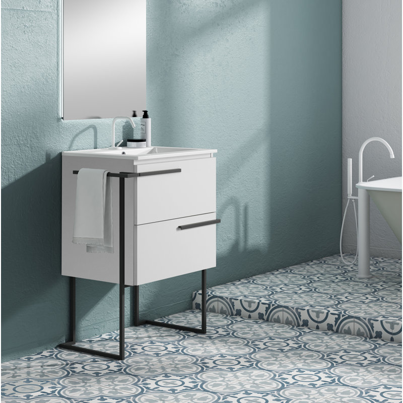 Aquilar 27.75'' Single Bathroom Vanity with Ceramic Top, White