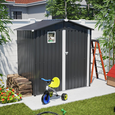 Remise de rangement extérieure en métal l 6 pi x P 4 pi avec portes doubles verrouillables et fenêtre (24 pieds carrés)