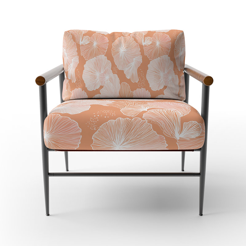 Chaise rembourrée Coastal Coastal, Bras ronds bruns