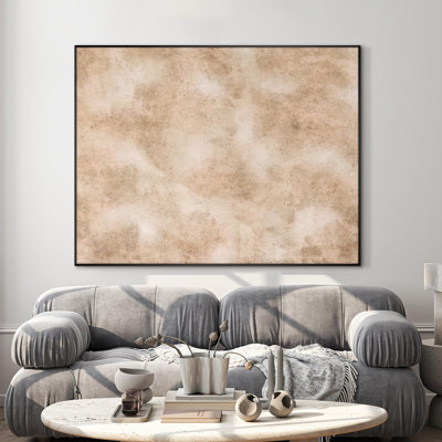 Très grand art mural imprimé sur toile - Abstrait minimaliste beige, illustrations neutres, décoration pour le salon ou la chambre à coucher - «Assemblage requis du cadre (cadre non fini)»
