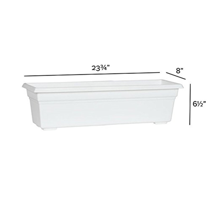 Plastic Planter Box, White, 6.5" H x 8" W x 36" D