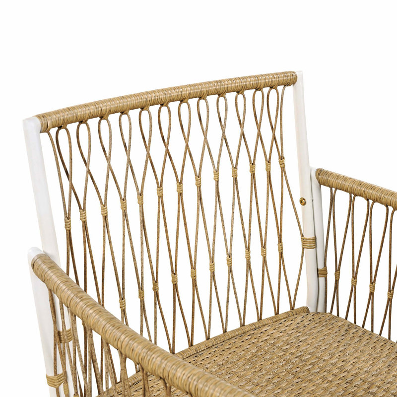 Ensemble de salle à manger 5 pièces pour patio, table d'extérieur en L de 67 po avec 4 fauteuils en rotin pour piscine, cour et jardin, finition naturelle
