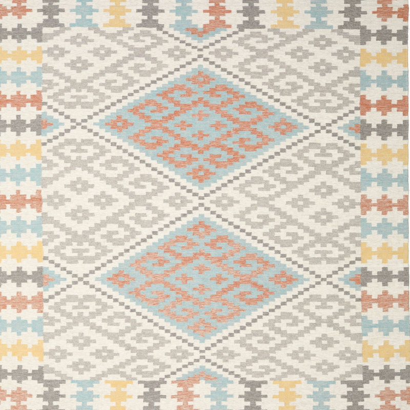 Tapis contemporain beige / brun / jaune, Carré 3 pi