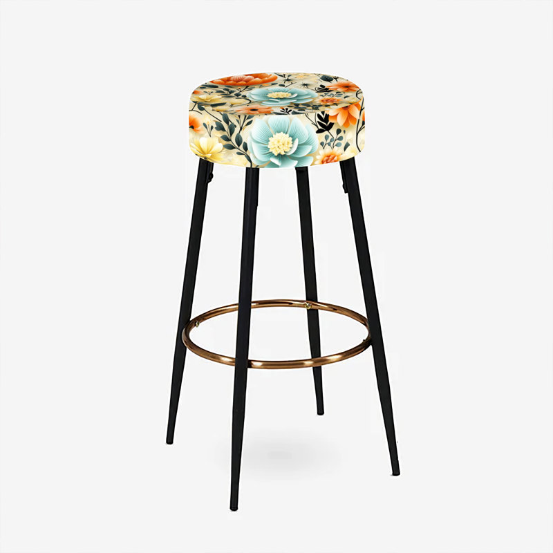 Ensemble de 2 tabourets de bar éclectiques - bleu et orange