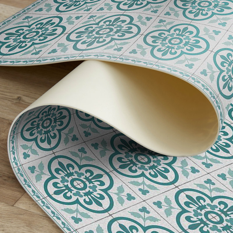 Santos Blue Easy to Clean Vinyl Mat, Rectangle 2' x 4'