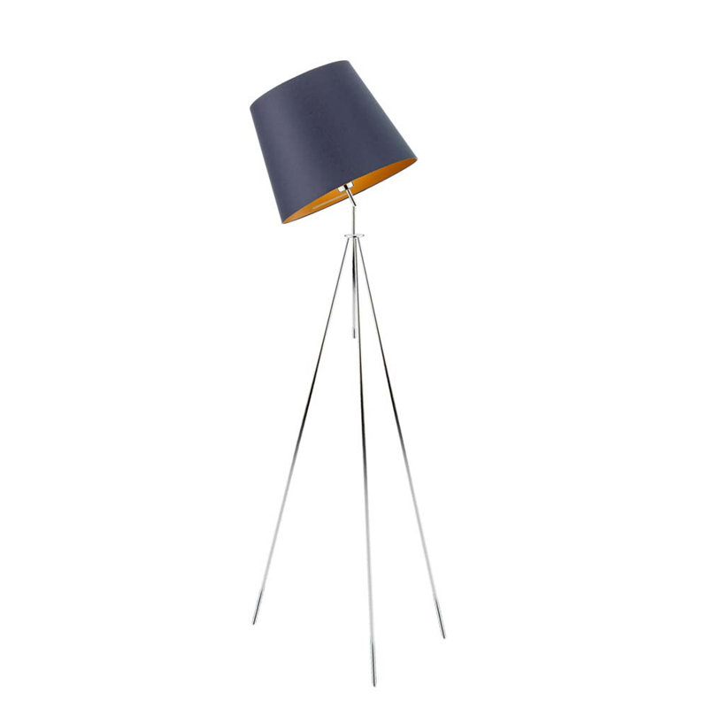 Airlie 155 H cm Tripod Floor Lamp, Blue, Chrome