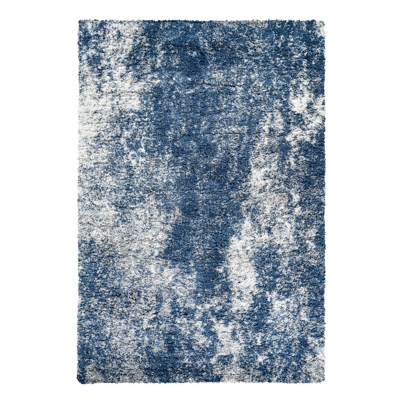 Tapis à poils longs bleu / gris