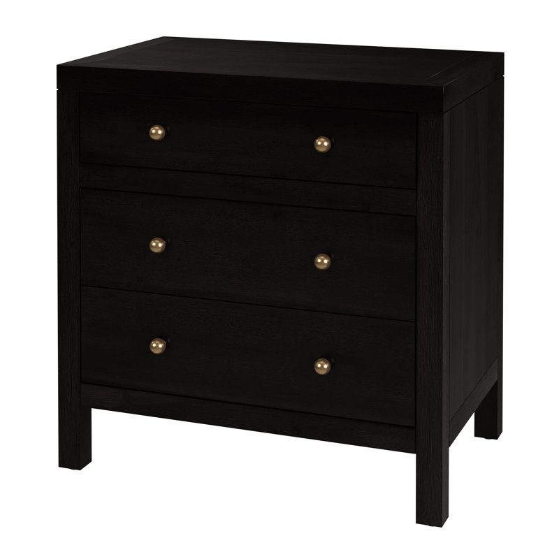 Nora 25 in. W Rectangular Wood 3 Drawer Nightstand, Antique Coffee