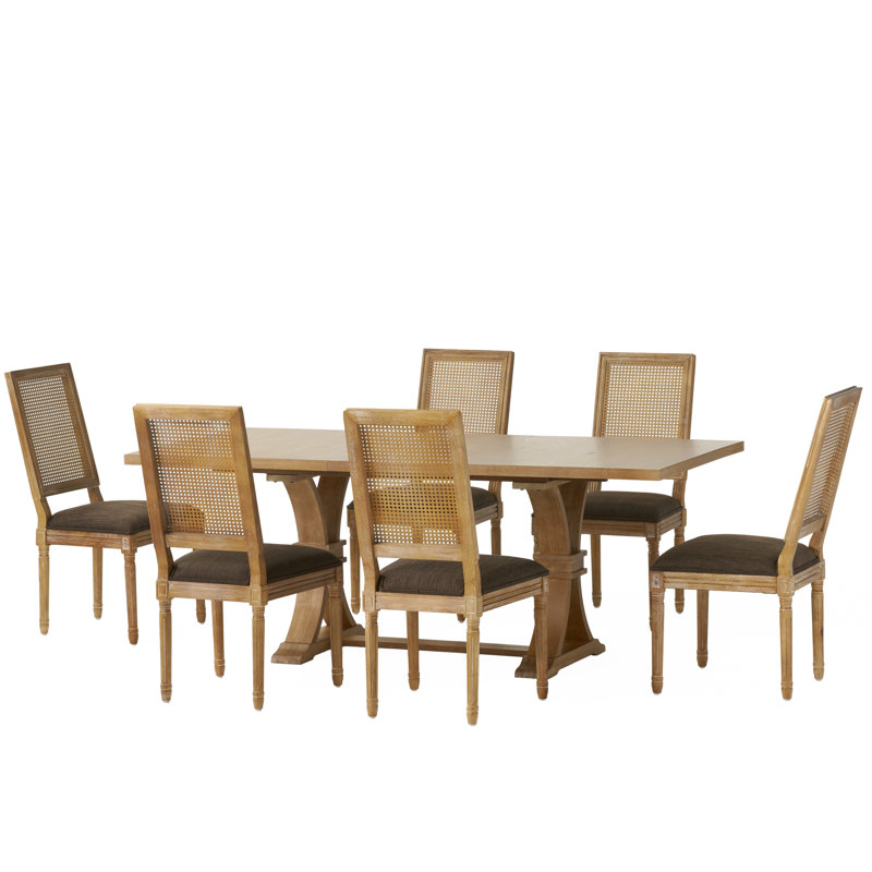 Lamm Extendable Trestle Dining Set, Natural, Brown