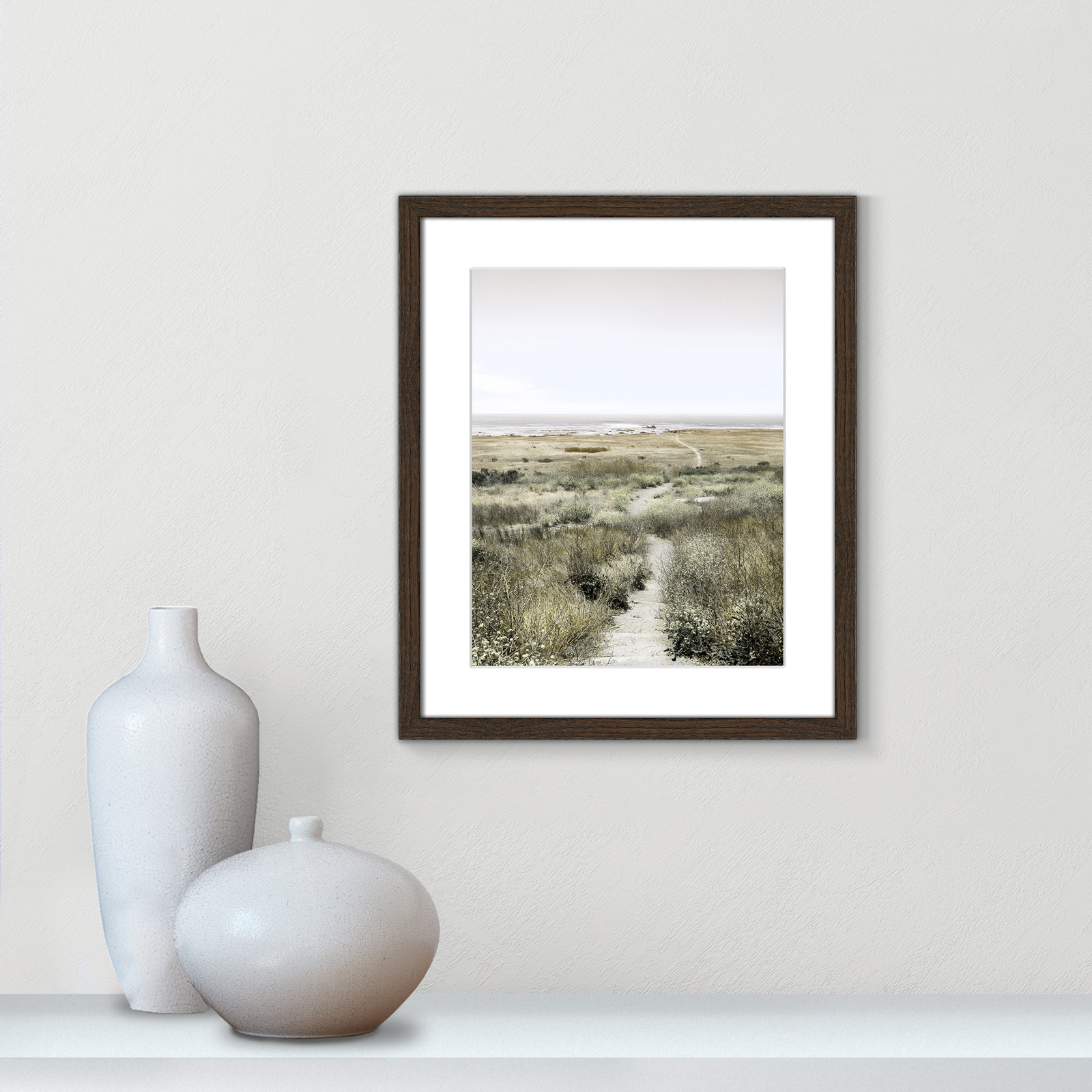 Toscani "Footpath to Paradise" Print, 16 W x 19 H x 0.75 D, Walnut Wood Grain