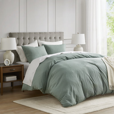 Ensemble de housse de couette texturée Mina Waffle Weave