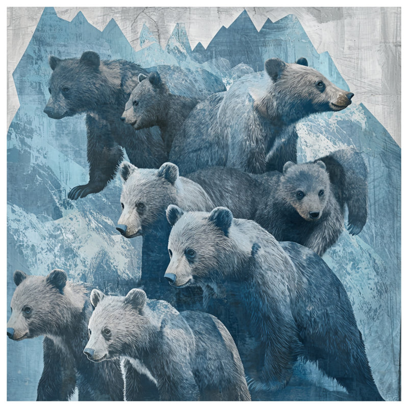 Bears In Mountain Landscape Comforter, King