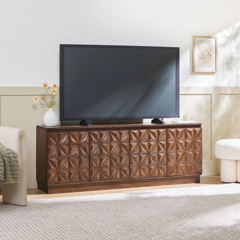 Meuble télé 70 po avec rangement Modern, Brown Oak