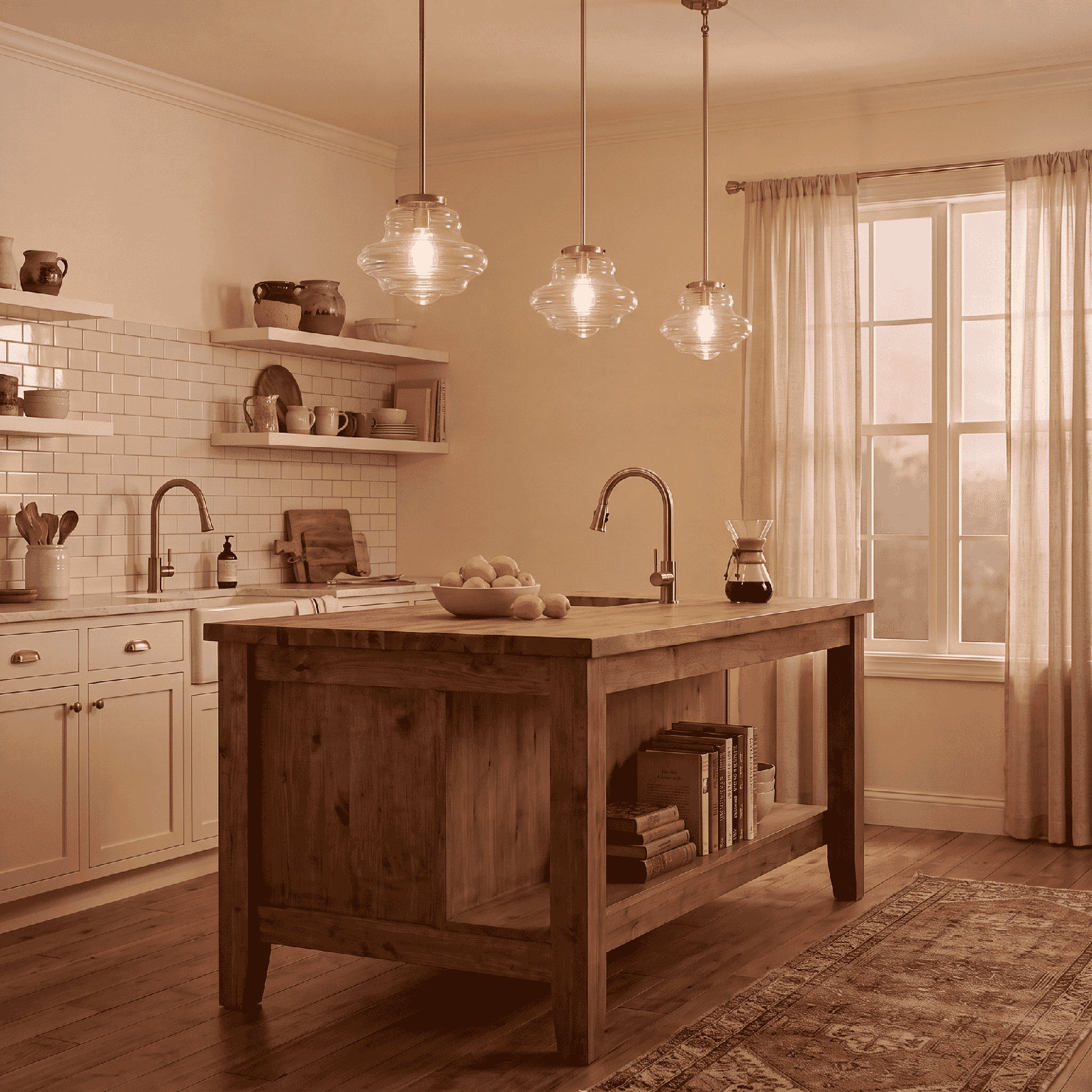 Marah Dimmable Single Light Pendant, Natural Brass