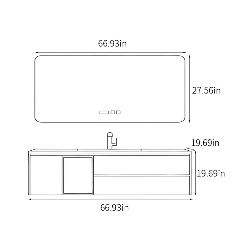 Chinese style light luxury bathroom cabinet, 67"