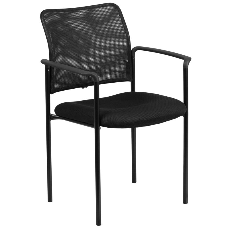 Chaise d'appoint en acier Comfort Mesh, Noir