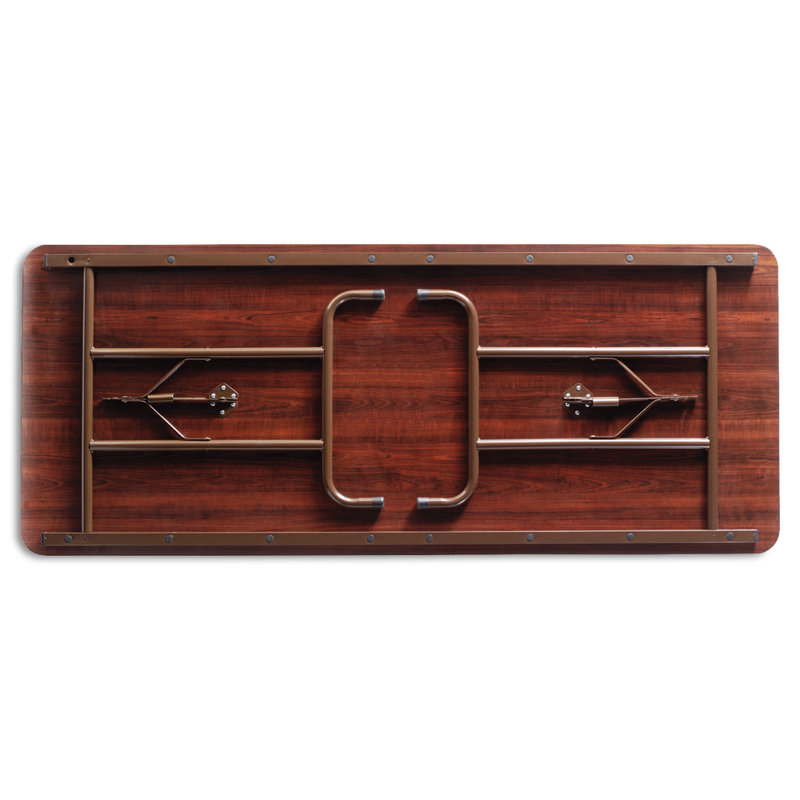 Mahogany Rectangular Folding Table with Steel Legs