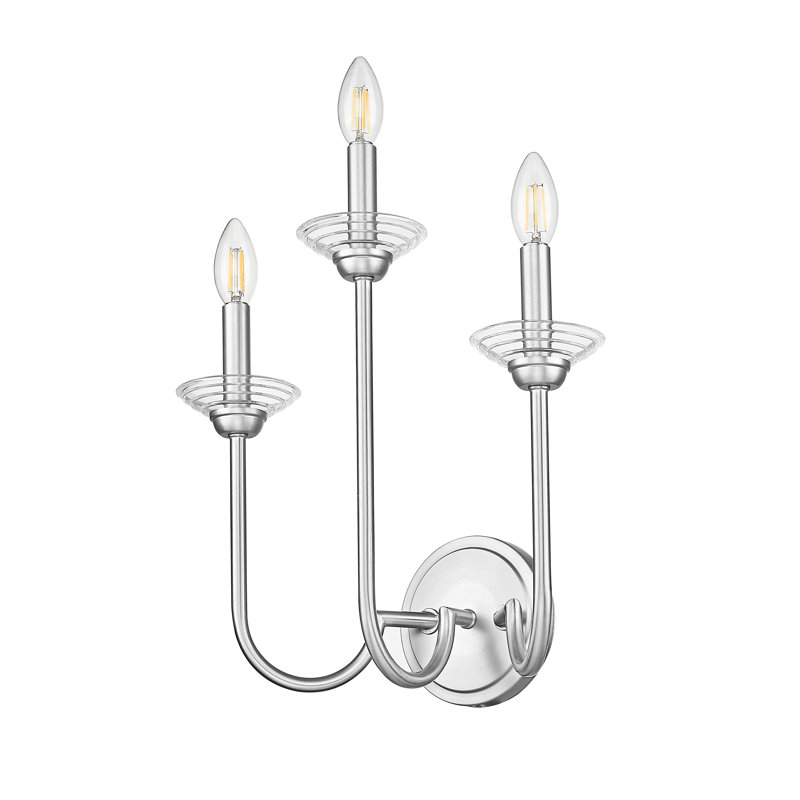 Applique murale texturée Burgett, H 16,25 po x l 15 po x P 8 po, Nickel brossé, Trois lumières