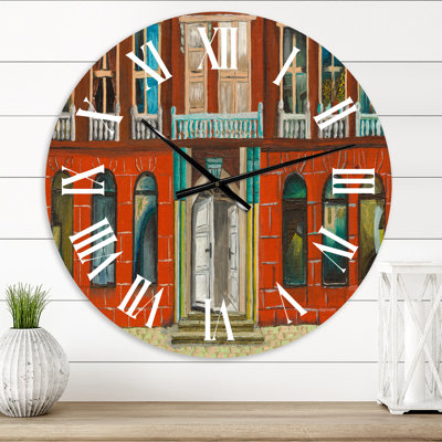 Red Facade of Shop In Paris II - French Country wall clock