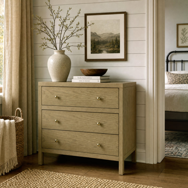 Nora 3-Drawer Chest, Light Oak