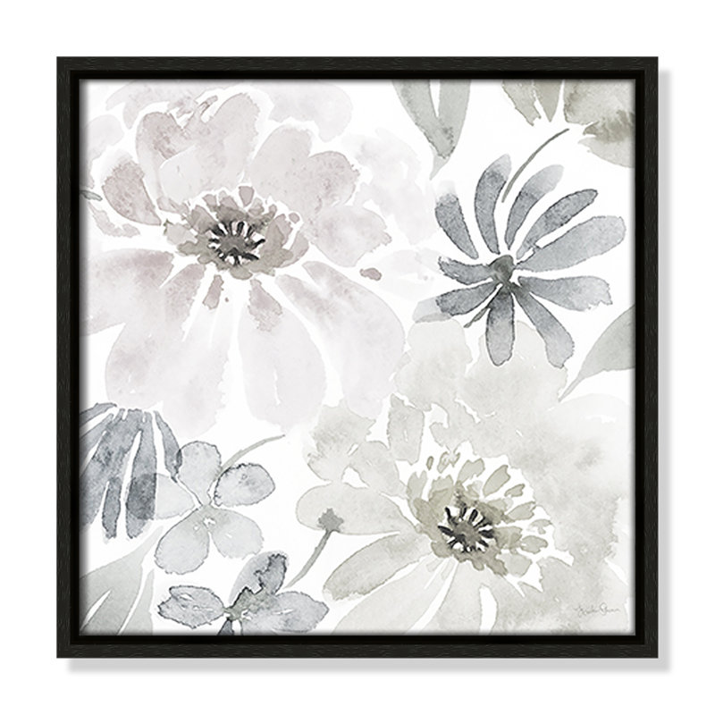 «Soft Bloom», reproduction encadrée sur toile par Kourtni Gunn, Espresso, H 13,5 po x l 13,5 po x P 2 po