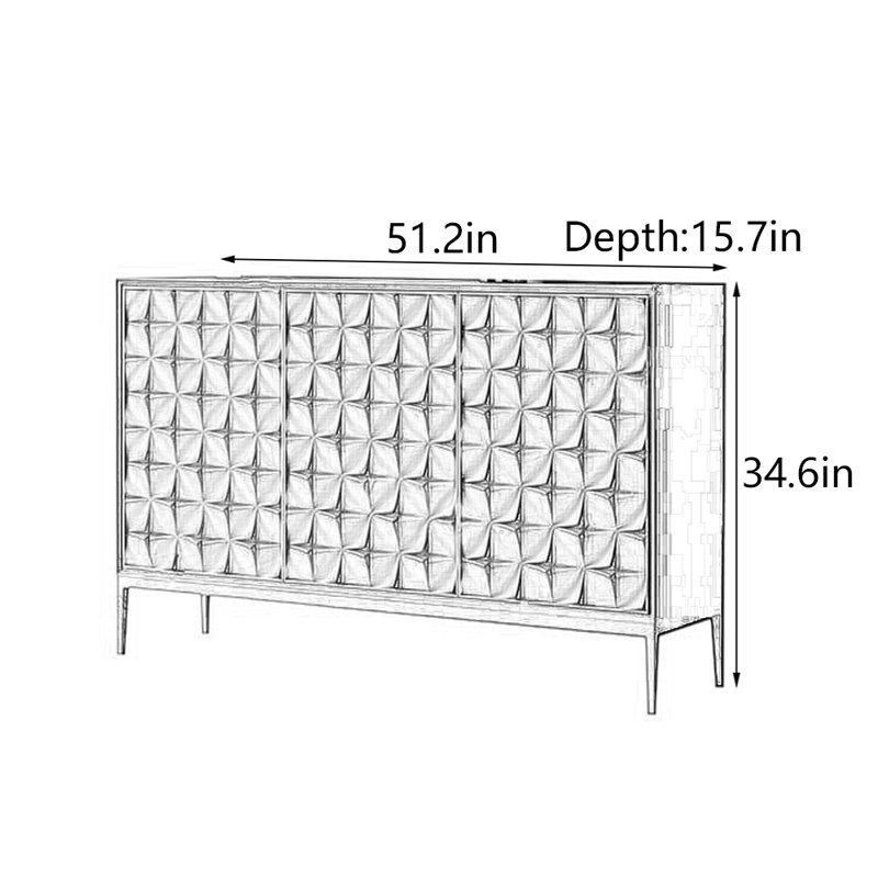 Armoire d'entrée American Light Luxury, H 34,6 po x l 51,2 po x P 15,7 po