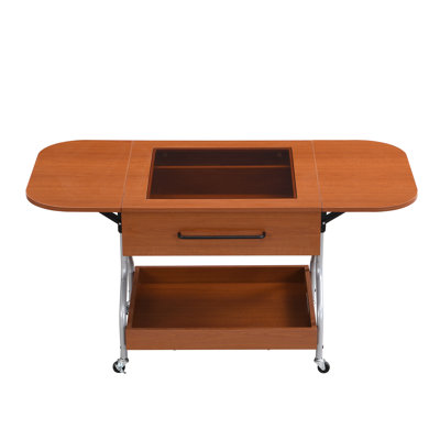 Modern extendable coffee table with drawer & 2-tier storage, metal frame wheeled design for living room
