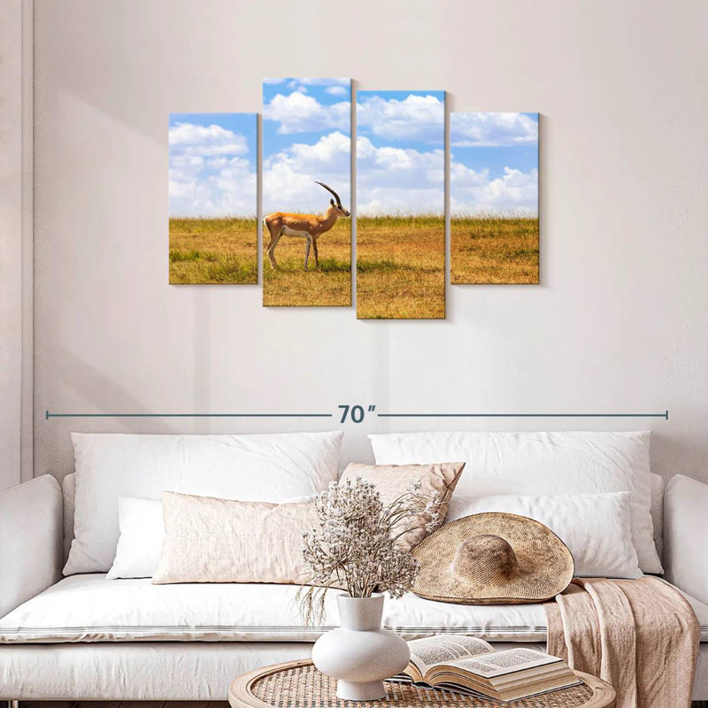 Gazelle dans la savane, H 27 po x l 43 po