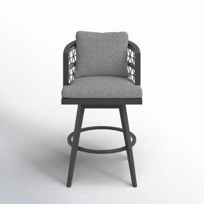 Harleigh Metal Outdoor Stool with Cushion by Joss & Main