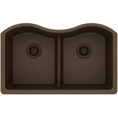 Évier de cuisine à double cuve encastrable 33 po x 20 po x 9 1/2 po Quartz Classic