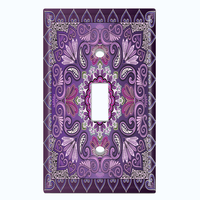 Plaque murale d'interrupteur à bascule à motif cachemire bleu sarcelle et motif cachemire Bandana, Mauve