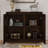 Mid Century Modern V-shape Storage Cabinet, Buffet Cabinet with Storage, Narrow Side Cabinet for Living Room Entryway Hallway Kitchen, Coffee Bar, Dark Walnut-1081043125
