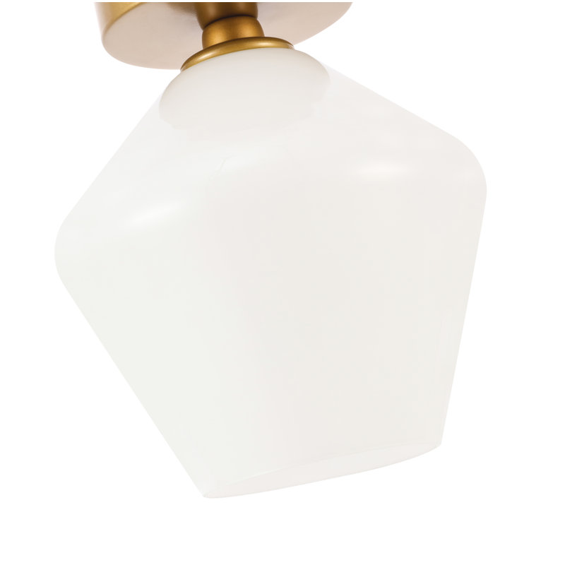 Sullivan Street Glass Flush Mount, Brass, White, 9.4" H x 7.9" W x 7.9" D