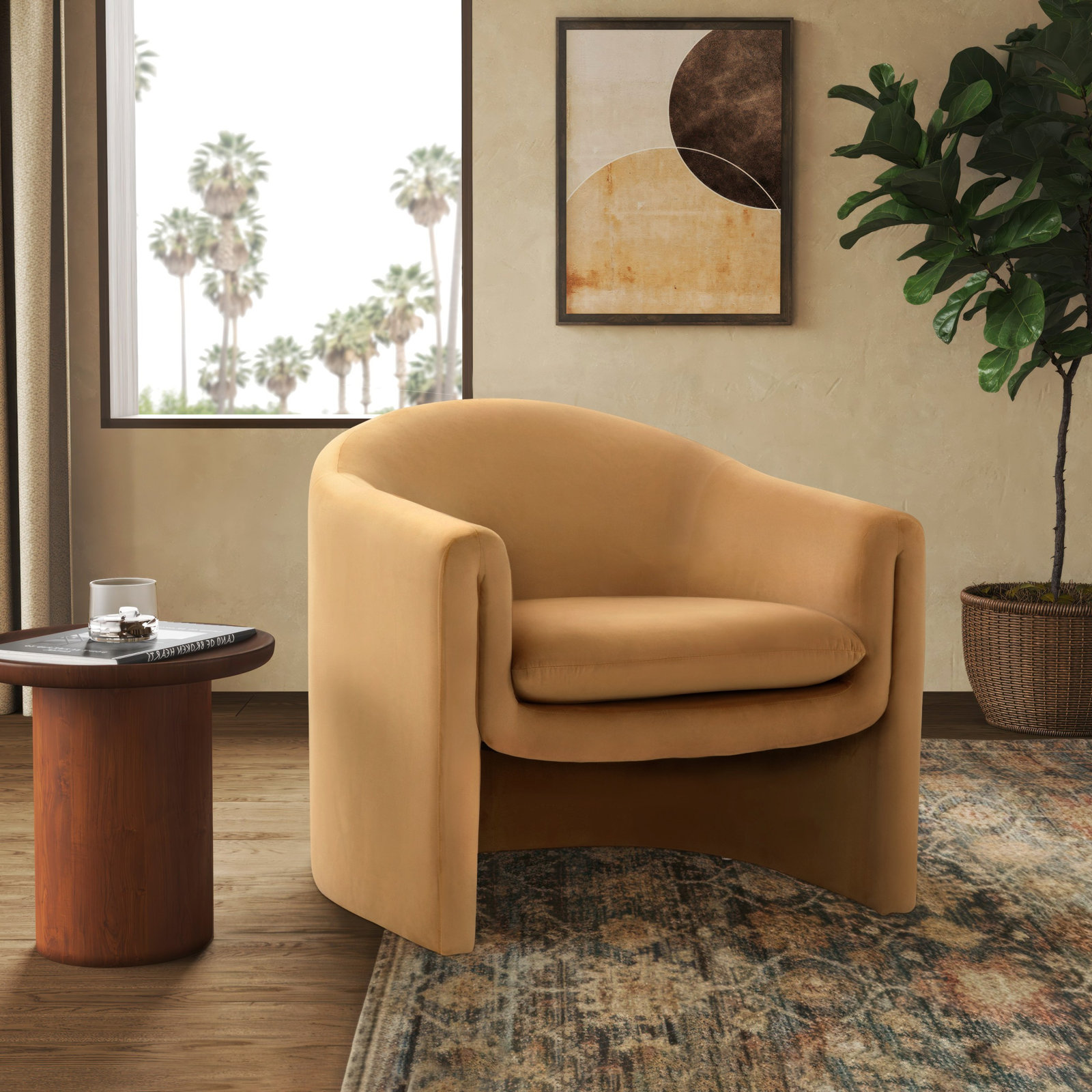Pollman Barrel Chair, Pumpkin Orange Velvet