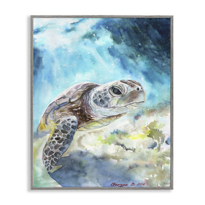 «Sea Turtle Ocean Animal Watercolor Paint», impression sur toile