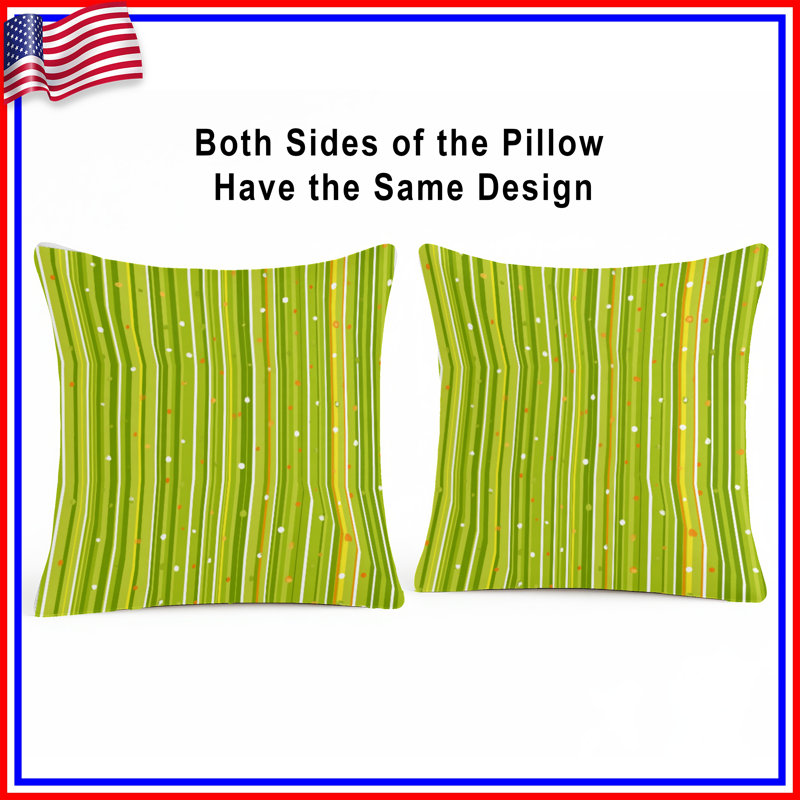 Coussin Green Stripes, 16 po x 16 po