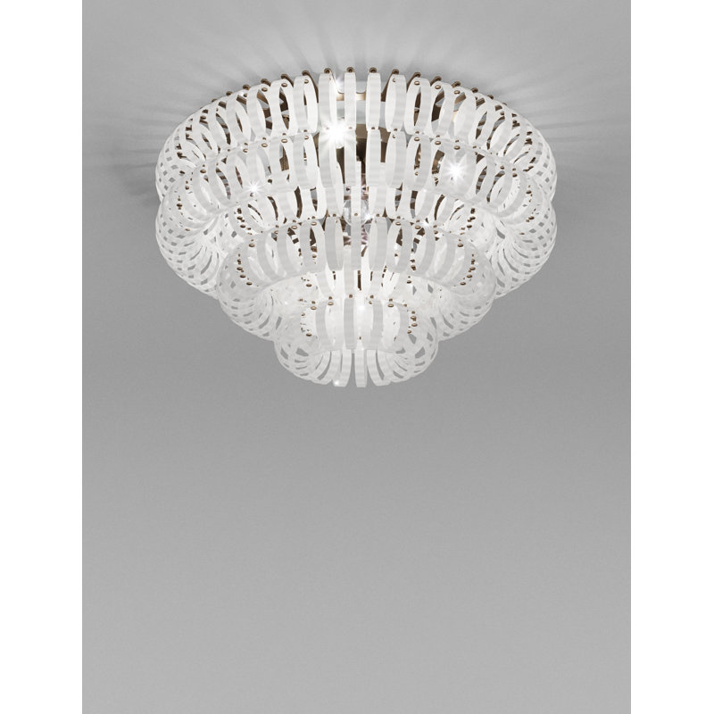 Ecos Ceiling Lamp 90 Crystal Striped Glass Matt Bronze 2 E26 Ul, Matte Bronze, White Striped