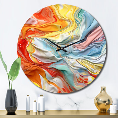 Horloge murale orange et bleue