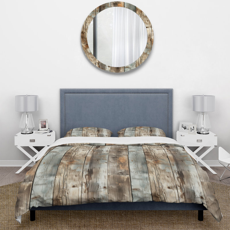 Rustic Planks Harmony II Abstract Duvet Cover, Twin Duvet Cover + 1 Standard Sham