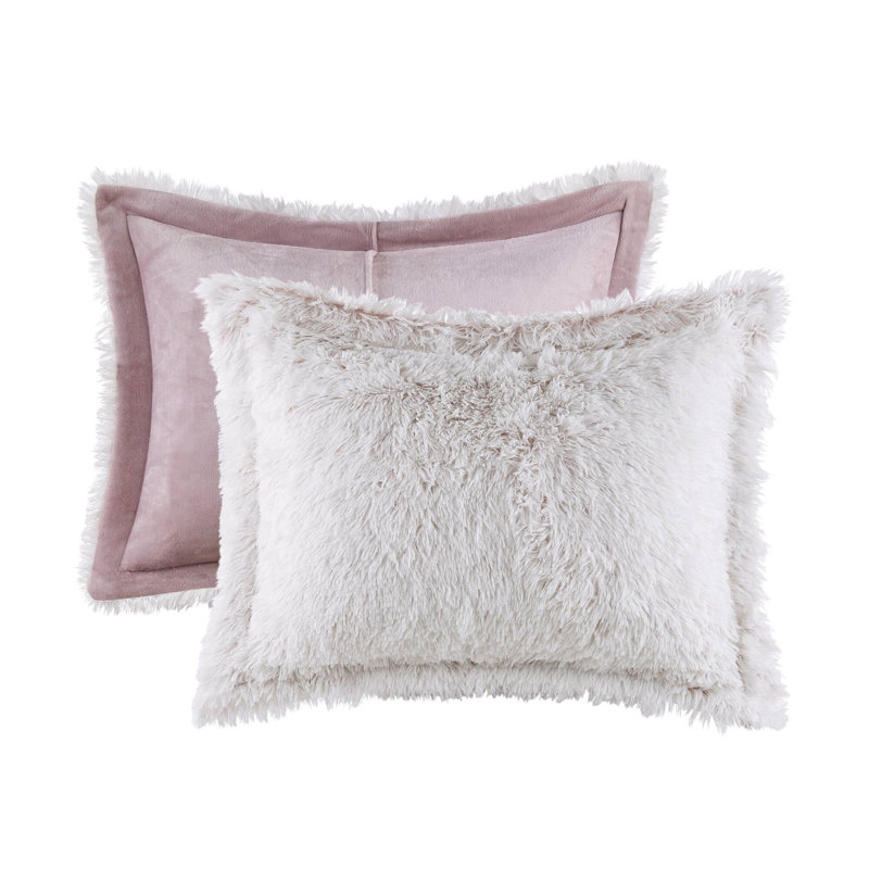 2 PCS Shaggy Faux Fur Comforter Mini Set