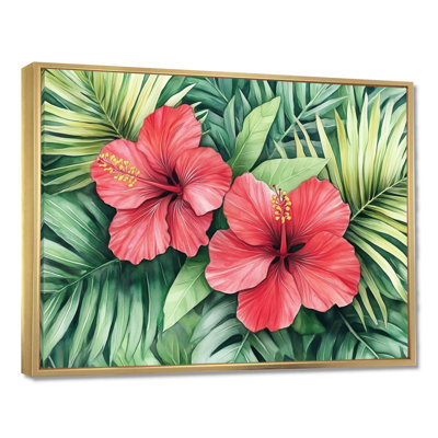 Toile fleur tropicale, art mural hibiscus, Prou
