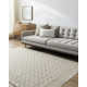 Lavande Checkered Wool Area Rug in Tan/Ivory