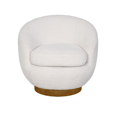 Jessel Shearling Sherpa Swivel Chair With Wood Base