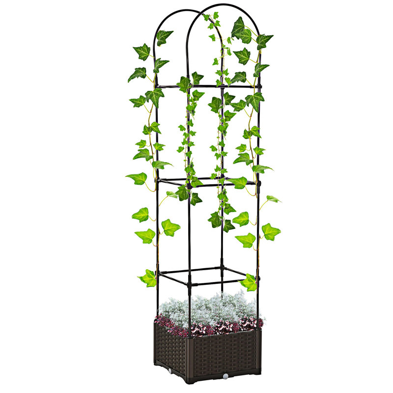 Self-Watering Planter Box Raised Garden Bed With Trellis