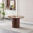 47" Round Dining Table with Two-Layer Storage Shelves and Flexible Opening Door