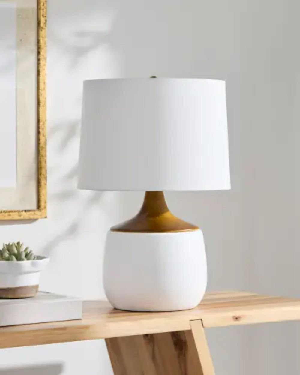 Ceramic Table Lamp, White, Cream