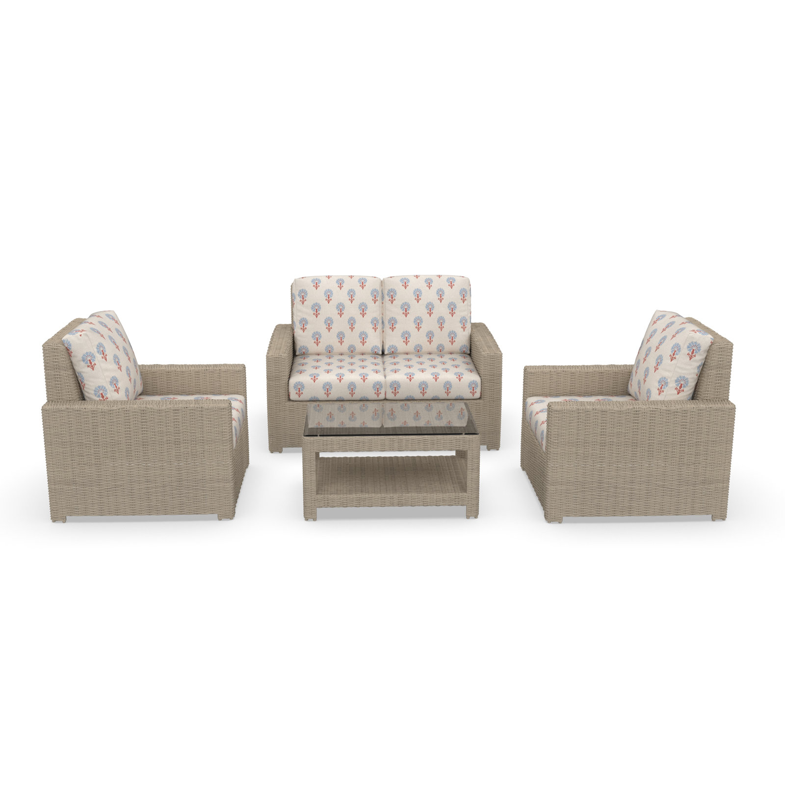 Henri 4-Person Sunbrella® Patio Seating Group, Mira Bluebell